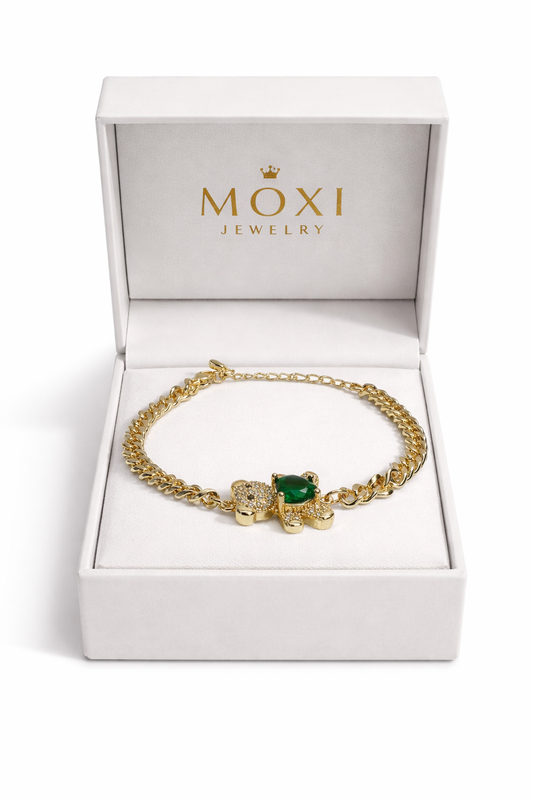 Moxi J Bracelet Teddy Bear in Yellow Gold,