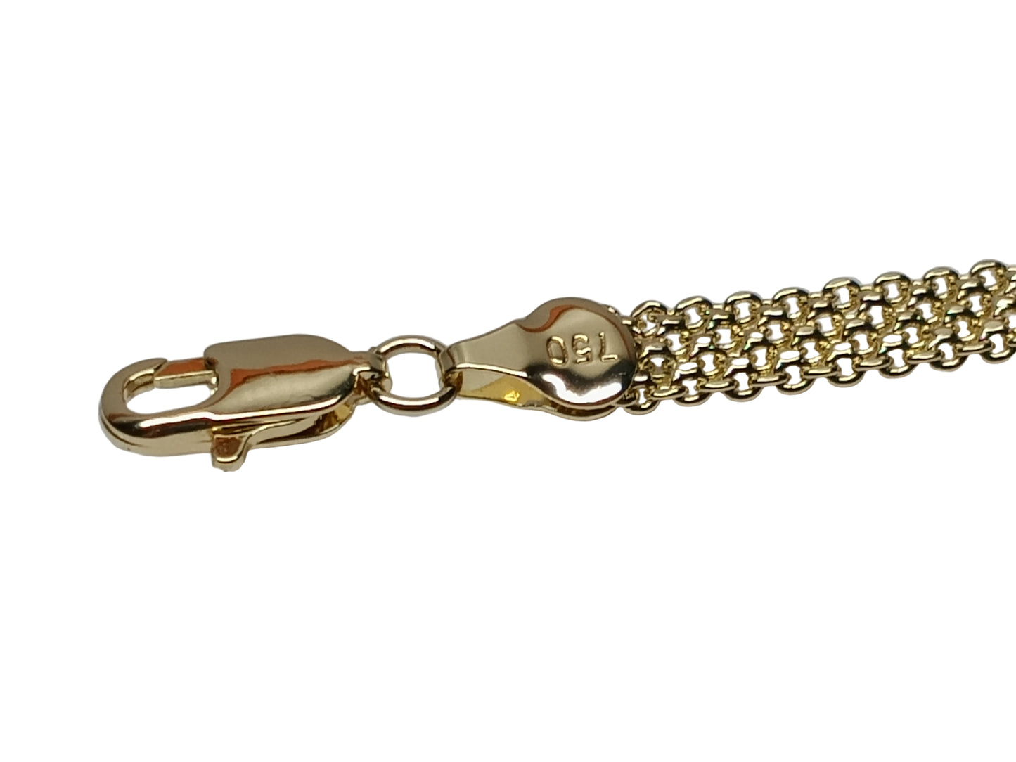 Oro Laminado ID Bracelet, Gold Filled Style San Judas and Bismark Design, with White Cubic Zirconia, Polished, Golden Finish, 03.411.0060.08