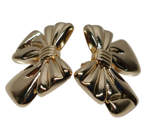 Oro Laminado Stud Earring, Gold Filled Style Chunky Design, Polished, Golden Finish, 02.60.0158