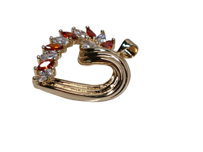 Oro Laminado Pendant Necklace, Gold Filled Style Heart Design, with Garnet and White Cubic Zirconia, Polished, Golden Finish, 04.213.0006.1.20 SKU: 135782