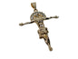 Oro Laminado Religious Pendant, Gold Filled Style Jesus Design, with White Crystal, Polished, Golden Finish, 05.213.0094
