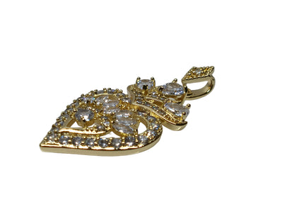 Oro Laminado Pendant Necklace, Gold Filled Style Heart and Teardrop Design, with White Cubic Zirconia, Polished, Golden Finish, 04.283.0026.20