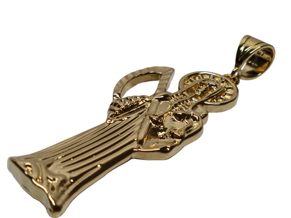 Oro Laminado Religious Pendant, Gold Filled Style Santa Muerte Design, Polished, Golden Finish, 05.185.0010.2