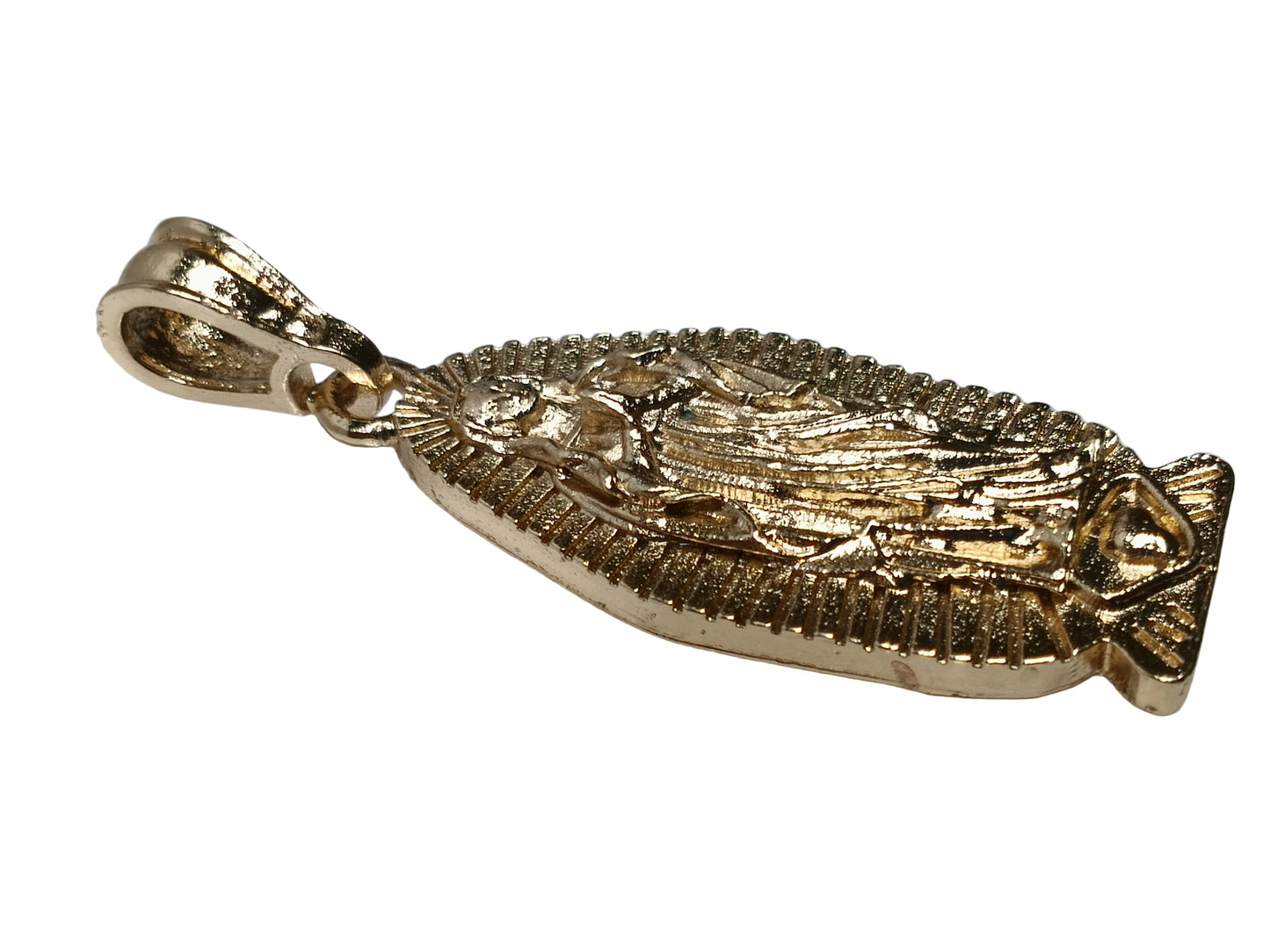 Oro Laminado Religious Pendant, Gold Filled Style Guadalupe Design, Polished, Golden Finish, 05.351.0127