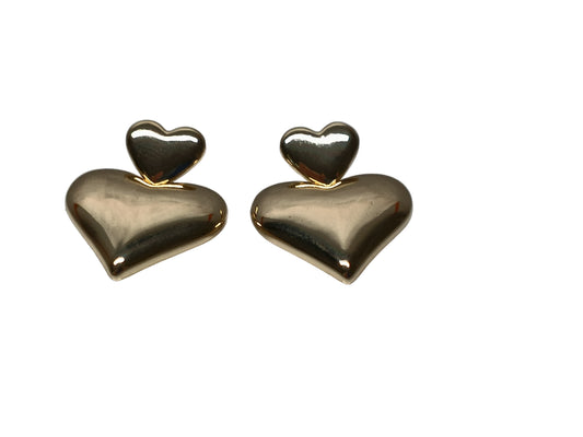 Oro Laminado Stud Earring, Gold Filled Style Heart Design, Polished, Golden Finish, 02.170.0560