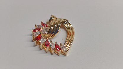 Oro Laminado Pendant Necklace, Gold Filled Style Heart Design, with Garnet and White Cubic Zirconia, Polished, Golden Finish, 04.213.0006.1.20 SKU: 135782