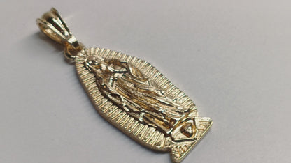 Oro Laminado Religious Pendant, Gold Filled Style Guadalupe Design, Polished, Golden Finish, 05.351.0127