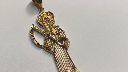Oro Laminado Religious Pendant, Gold Filled Style Santa Muerte Design, Polished, Golden Finish, 05.185.0010.2