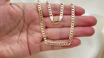 Oro Laminado Basic Necklace, Gold Filled Style Curb Design, Polished, Golden Finish, 04.213.0237.20